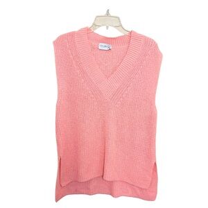 Italian Pink Cotton Blend Chunky Knit Sweater Vest Size Large Balletcore Classic
